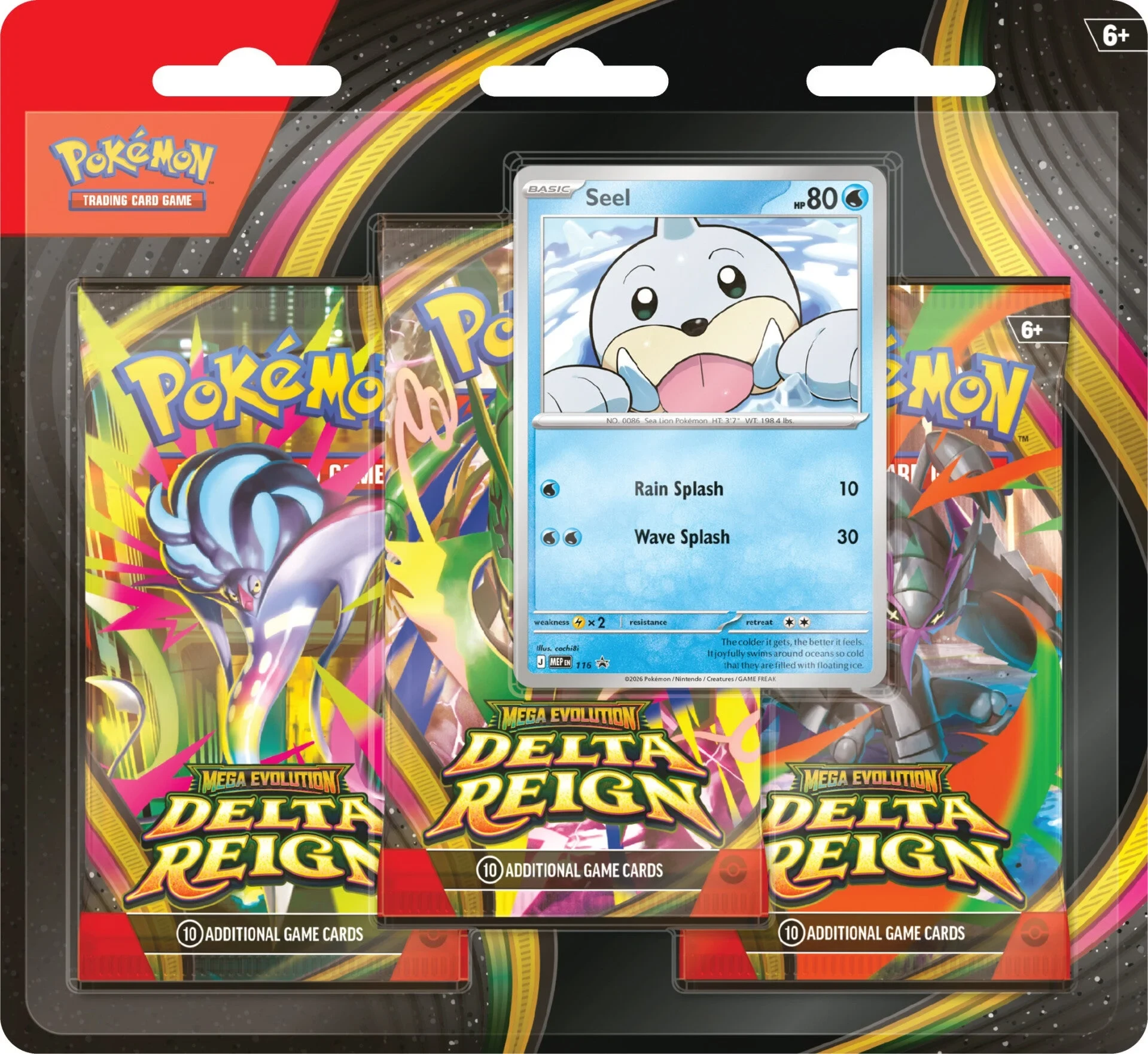 Blíster de 3 sobres de Pokémon Dominio Delta con la carta promocional de Seel